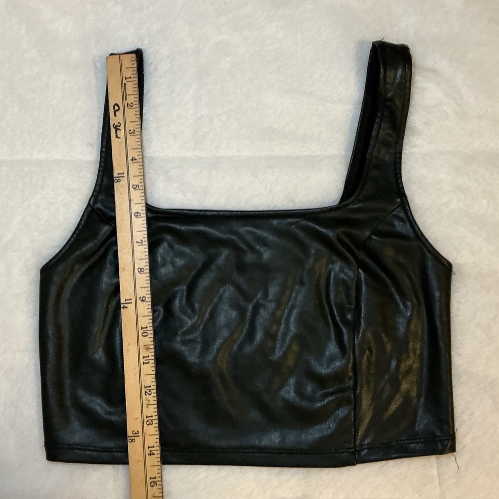 Black Faux Leather Crop Top and Skirt Set - Picture 9 of 9